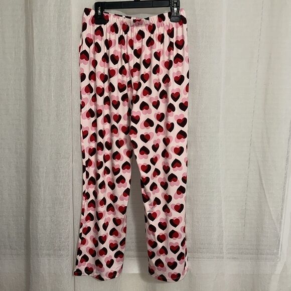 kate spade Pink Red Burgundy Overlapping Hearts Notch Collar Long Sleeve Pant PJ - Picture 9 of 12